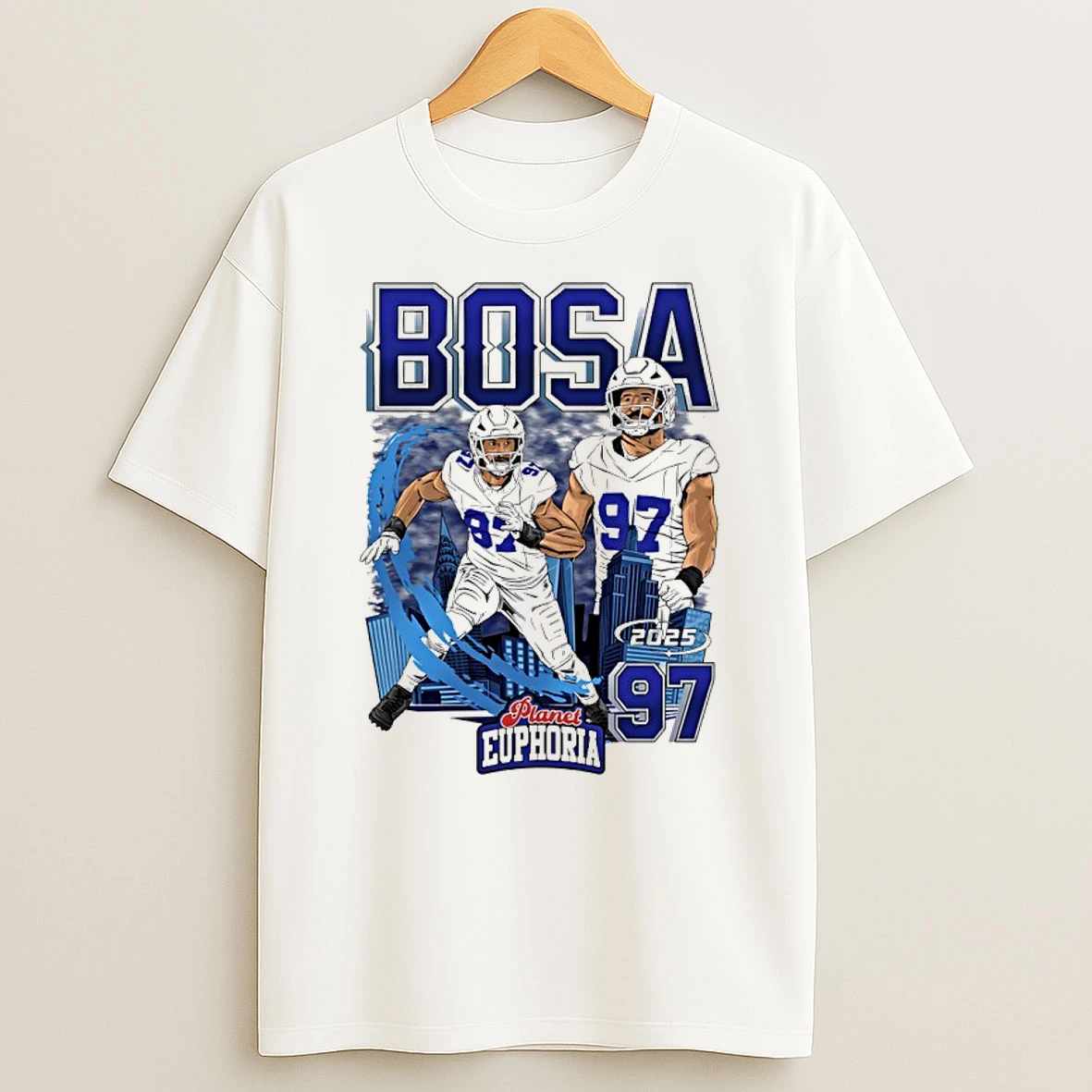 Joey Bosa 97 Buffalo Bills 2025 City Skyline Graphic Shirts