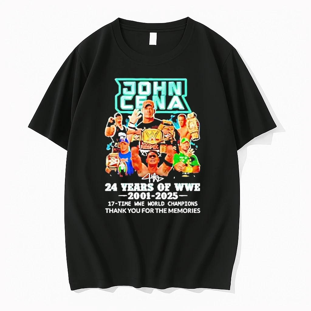 John Cena 24 Years Of Wwe 2001 2025 17 Time Wwe World Champions Thank You Shirts