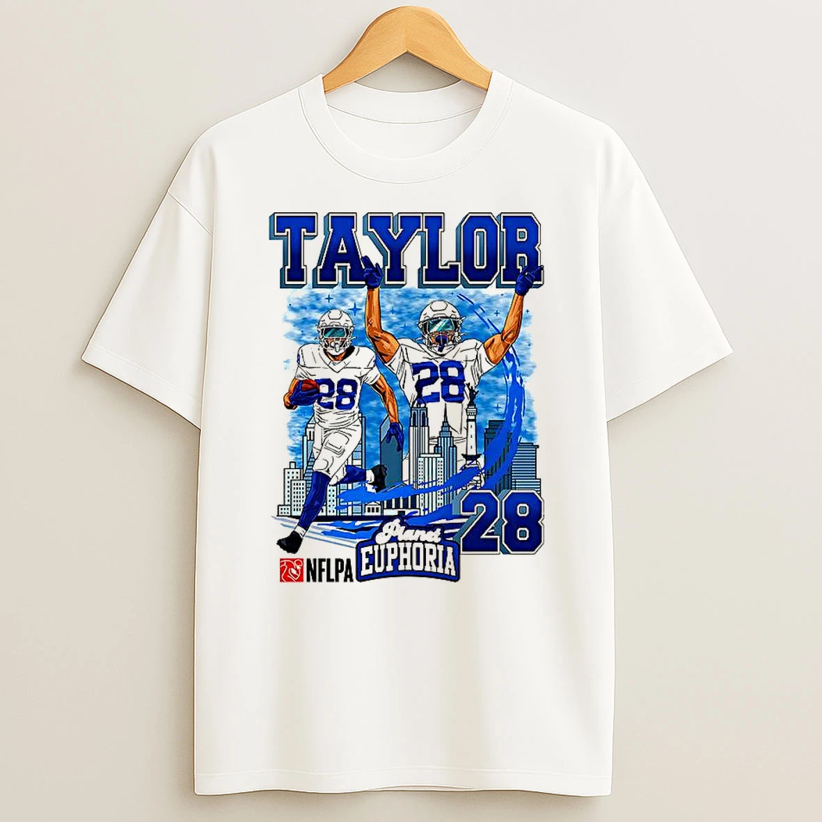 Jonathan Taylor Indianapolis Colts Football Number 28 Skyline Cartoon Shirts