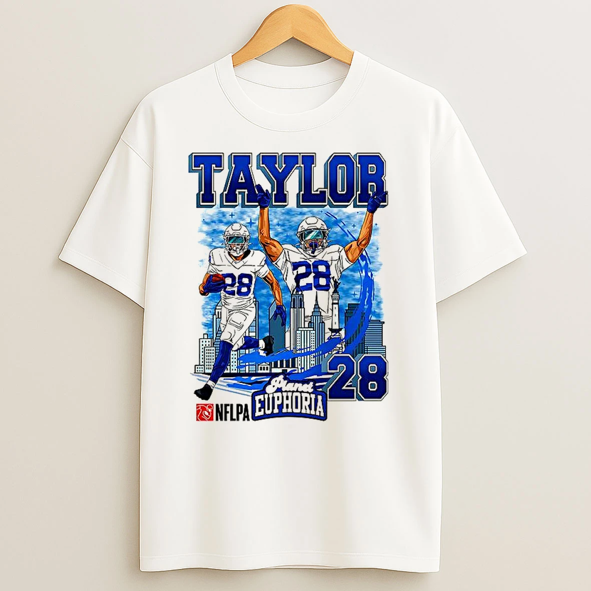 Jonathan Taylor Indianapolis Colts Football Number 28 Skyline Cartoon T Shirts