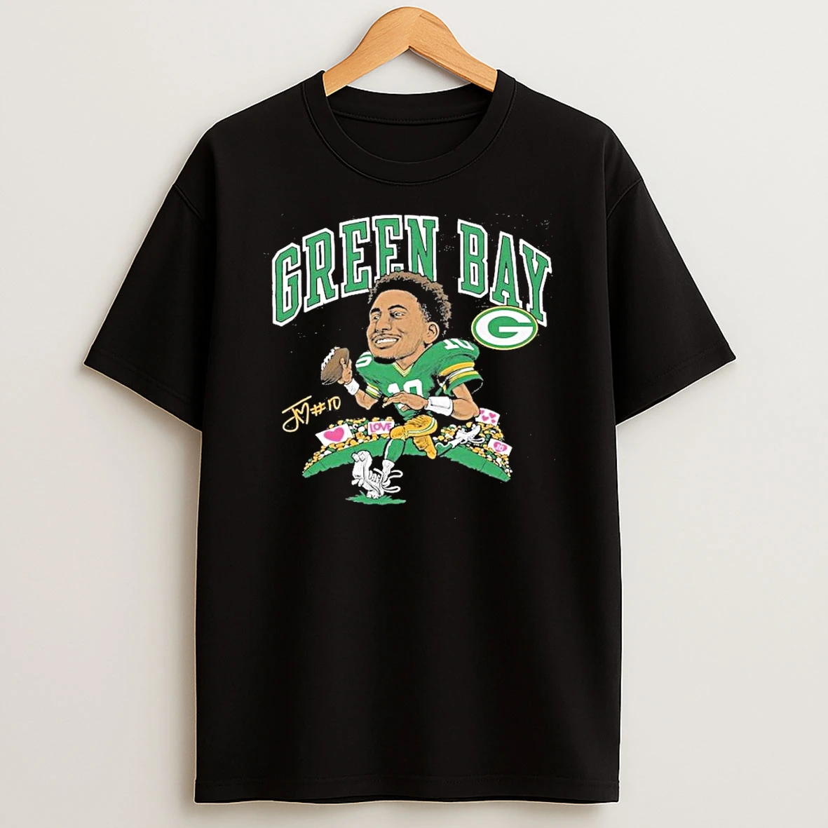 Jordan Love Green Bay Packers Caricature Player Shirts