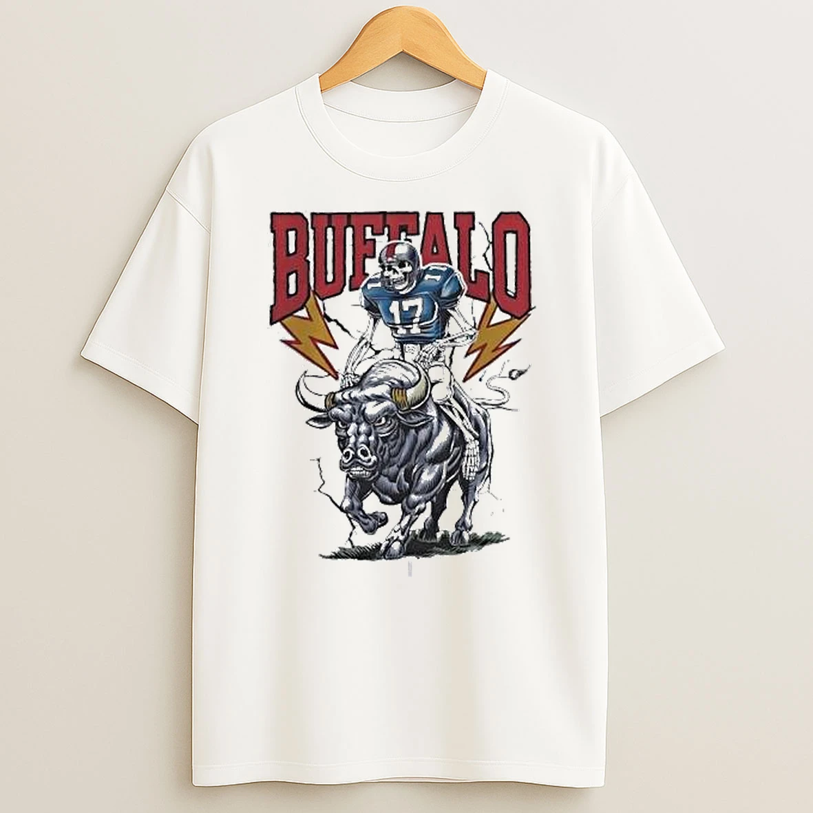 Josh Allen Skeleton Riding Buffalo Bills Lightnings 2025 Shirts