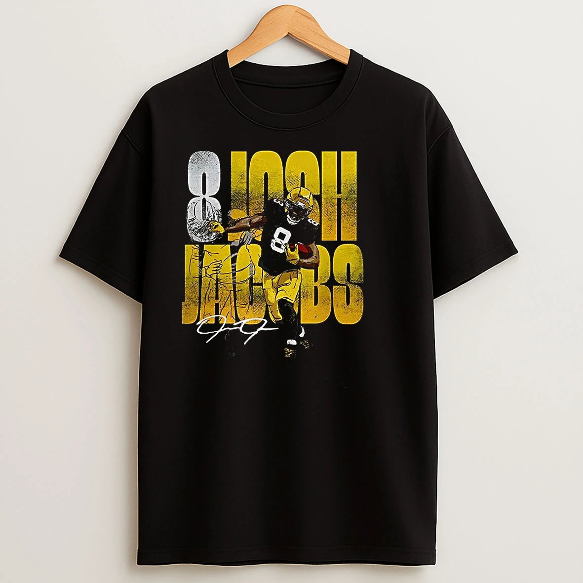 Josh Jacobs Green Bay Packers Football Stiff Arm Number 8 Signature T Shirts