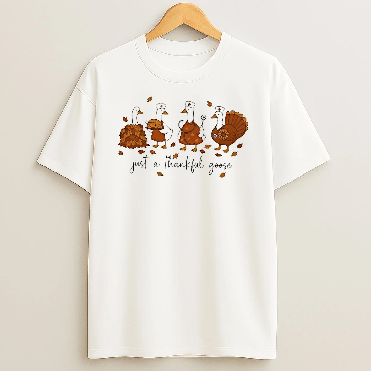 Just A Thankful Goose Nurse Cute Nursing Shirts