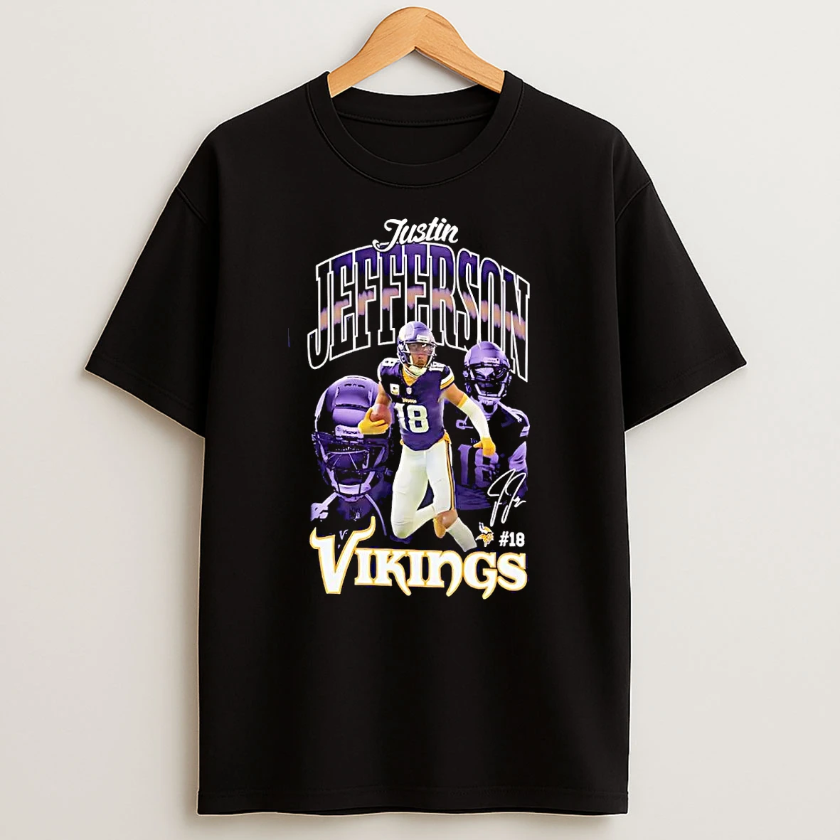 Justin Jefferson Picture Collage Signature Minnesota Vikings T Shirts