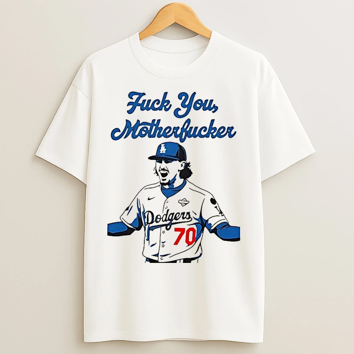 Justin Wrobleski Los Angeles Dodgers Fuck You Motherfucker Caricature T Shirts