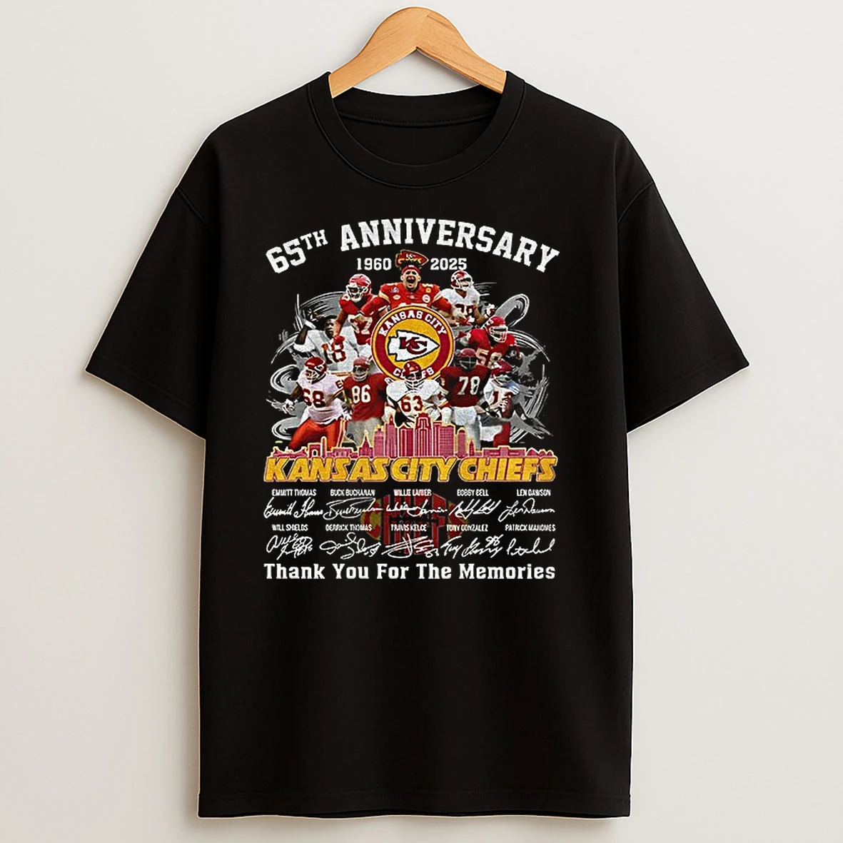 Kansas City Chiefs 65th Anniversary 1960 2025 Go Chiefs Thank You For The Memories Signatures T Shirts
