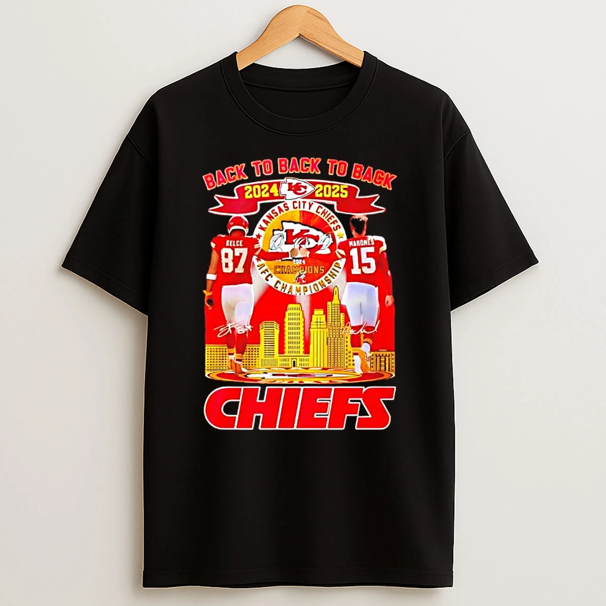 Kansas City Chiefs Afc Champions Back To Back To Back 2024 2025 Black Shirts