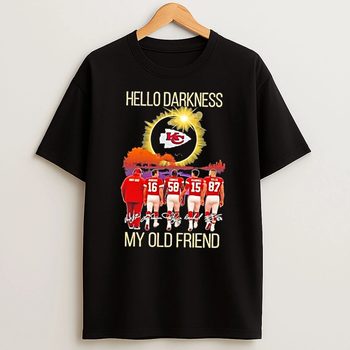 Kansas City Chiefs Andy Reid And Legends Hello Darkness My Old Friend Signatures Shirts