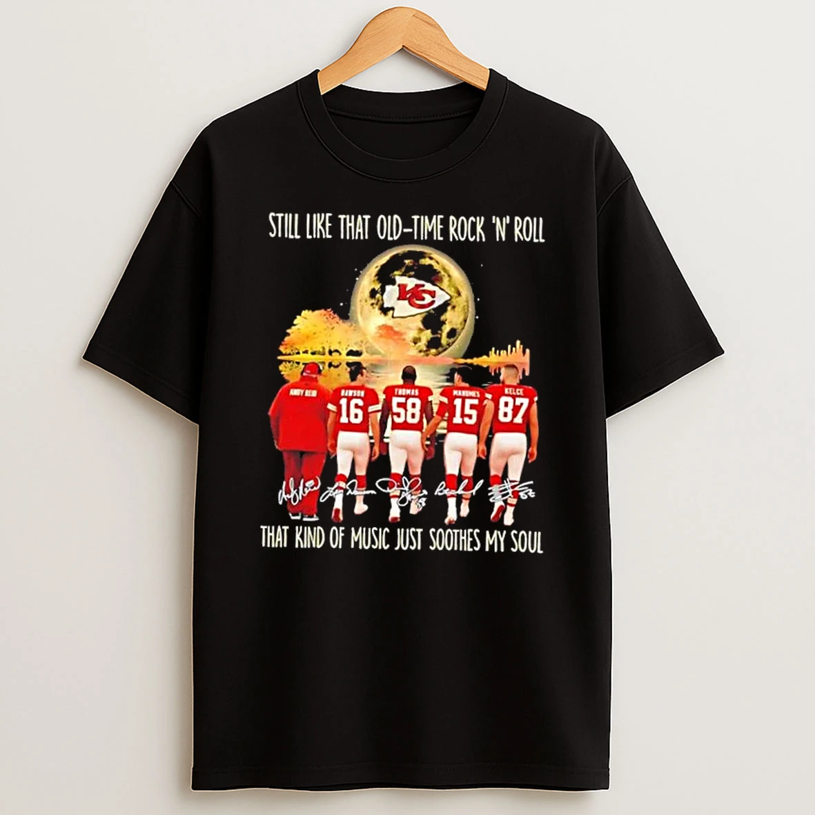Kansas City Chiefs Andy Reid And Legends Still Like That Old Tome Rock N Roll That Kind Of Music Just Soothes My Soul Shirts