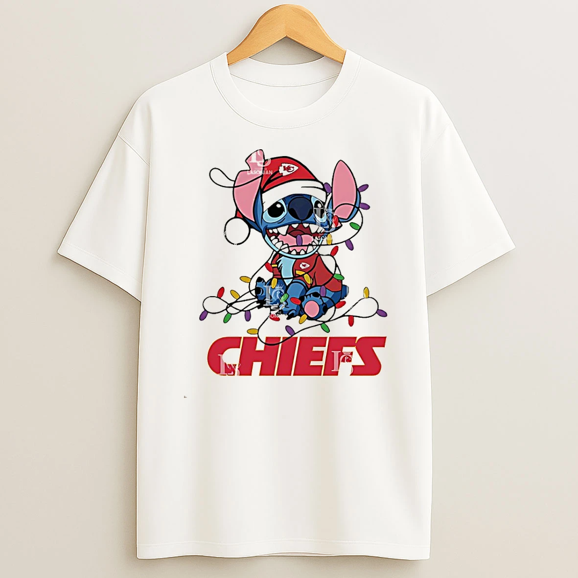 Kansas City Chiefs With Stitch Christmas Lights Shirts