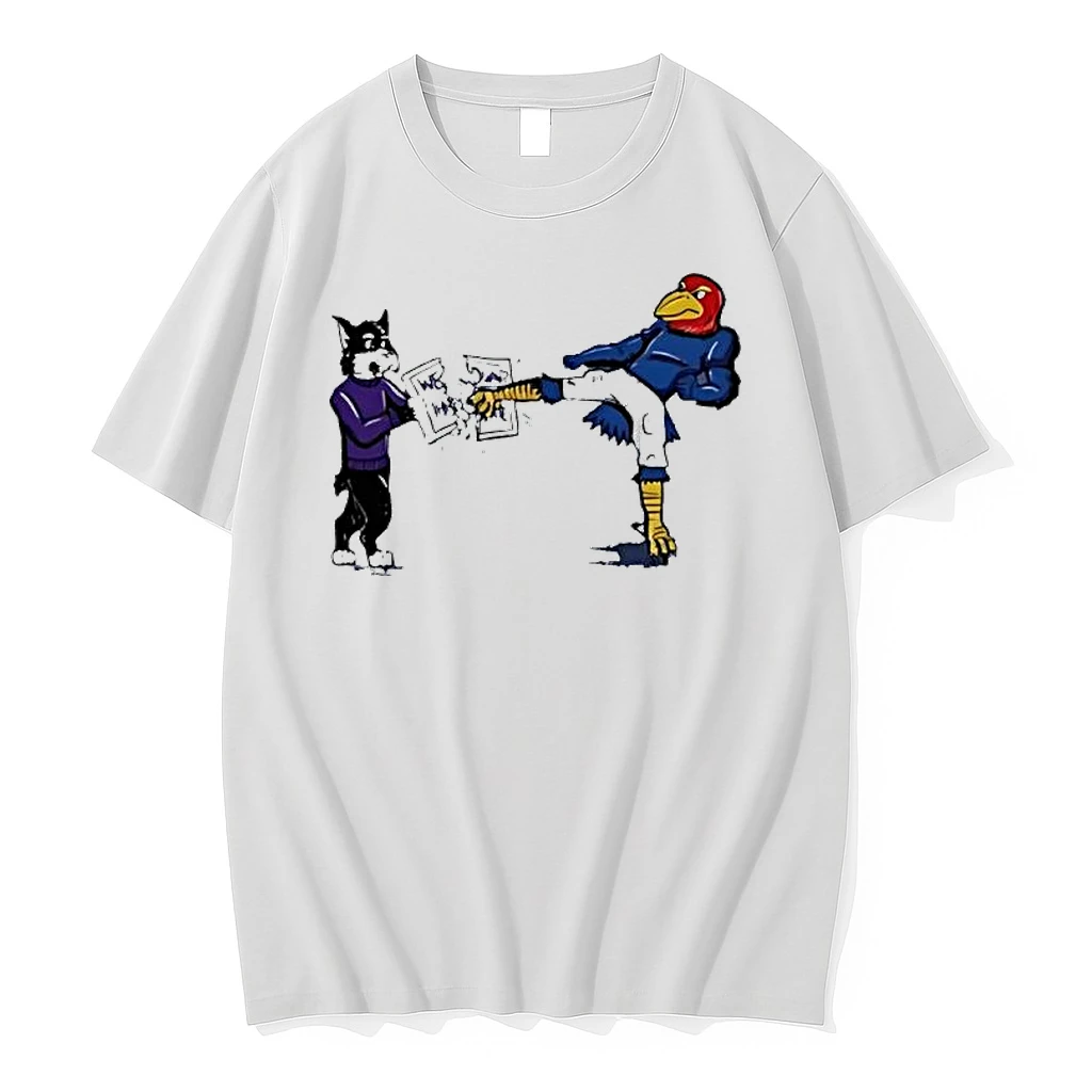 Kansas Jayhawk Mascot Kicking A We Sign Kansas State Shirts