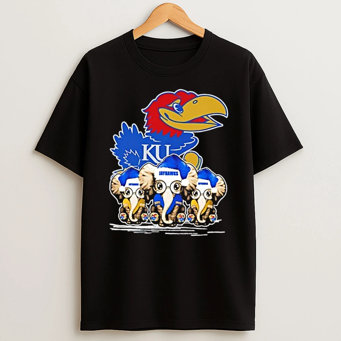 Kansas Jayhawks X Elephants Santa Hat Merry Christmas Shirts
