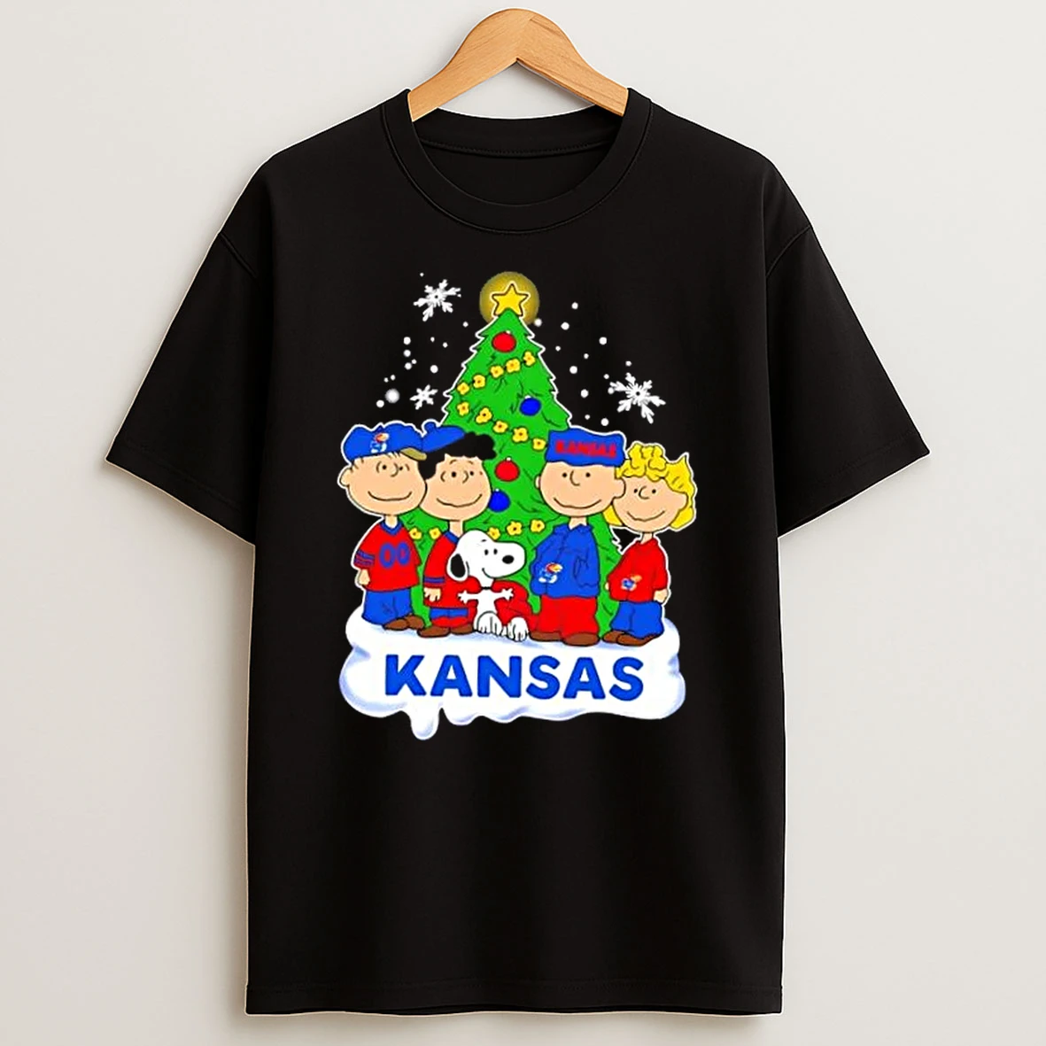 Kansas Jayhawks X Peanuts Snoopy And Friends Christmas Tree Shirts