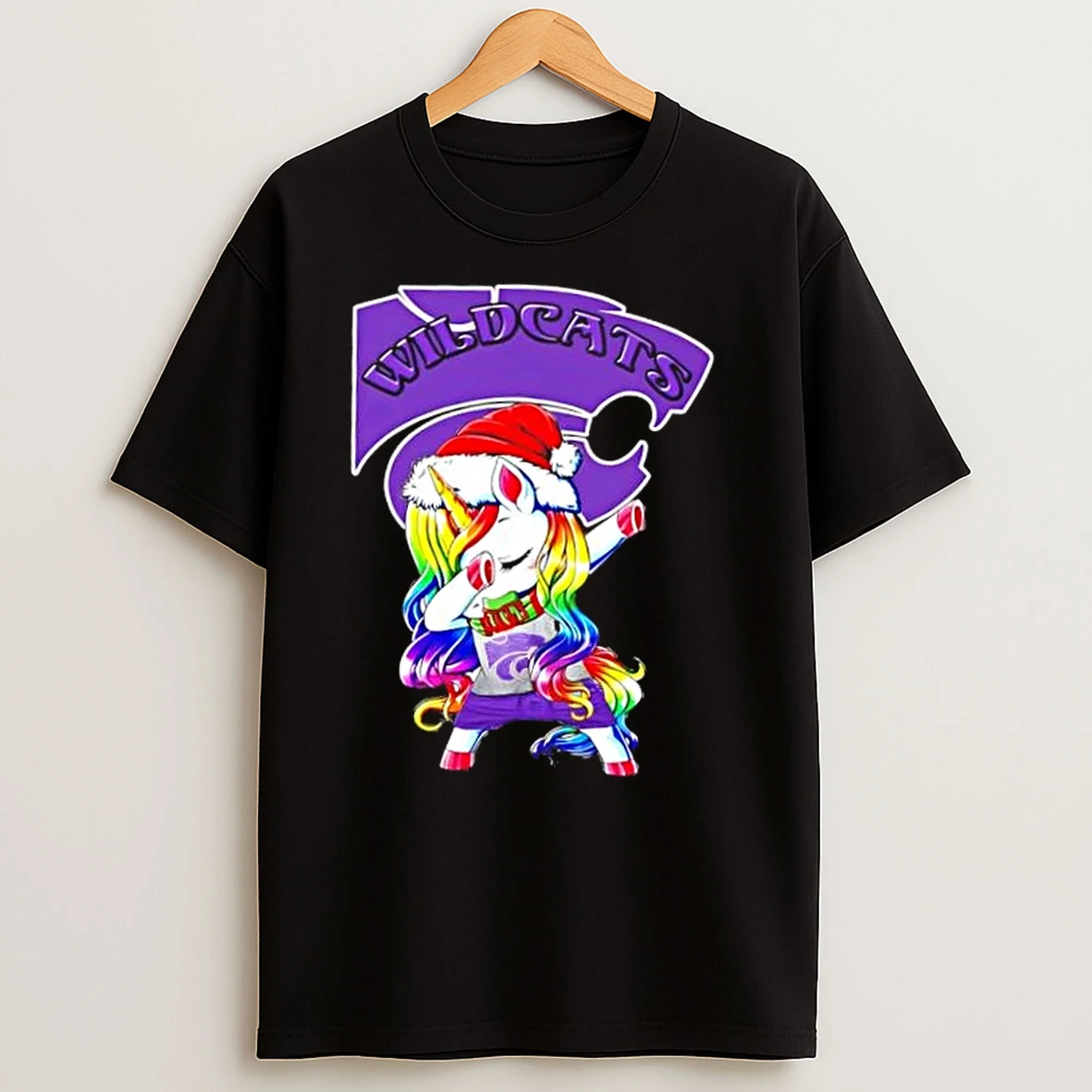 Kansas State Wildcats Football X Unicorn Santa Hat Dabbing Merry Christmas T Shirts