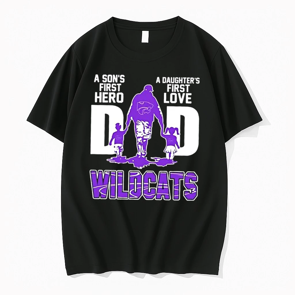 Kansas State Wildcats A Sons First Hero A Daughters First Love Dad Shirts