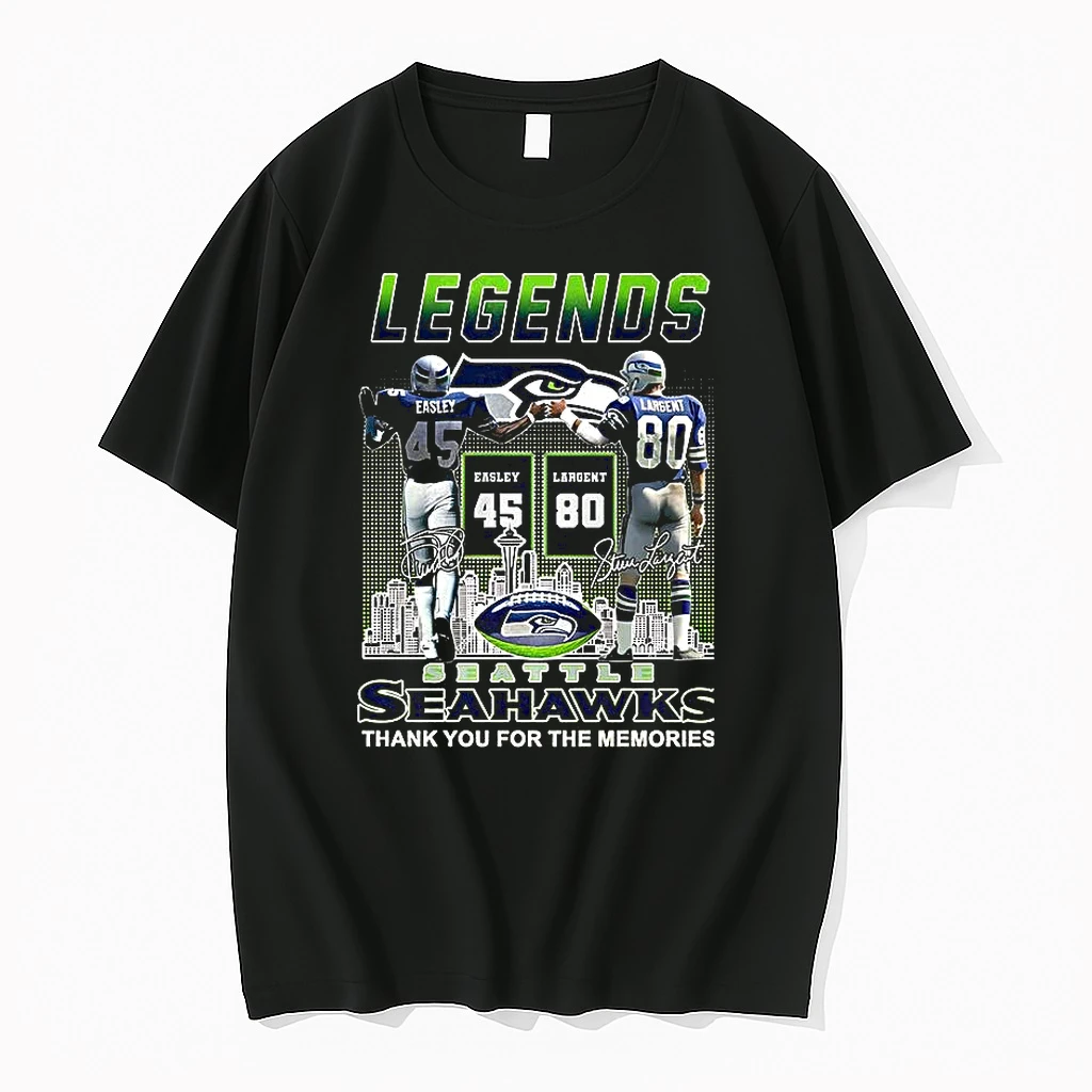 Kenny Easley 45 Touch Hand Steve Largent 80 Seattle Seahawks Legends Signature Shirts