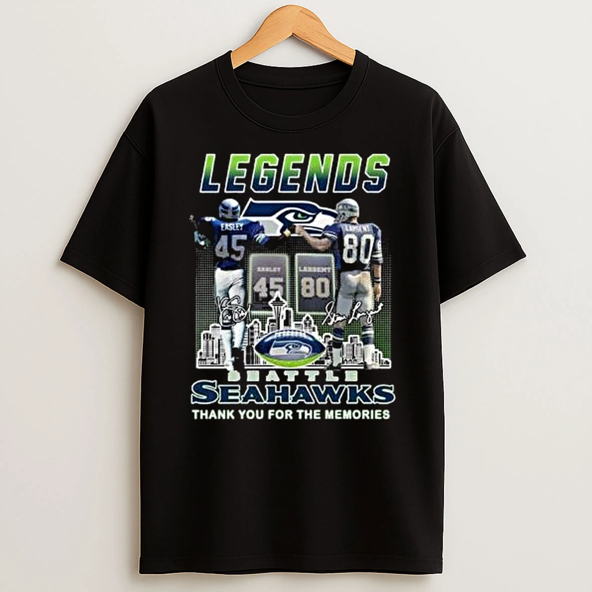 Kenny Easley And Steve Largent Legends Seattle Seahawks Thank You For The Memories 2025 Signatures Shirts