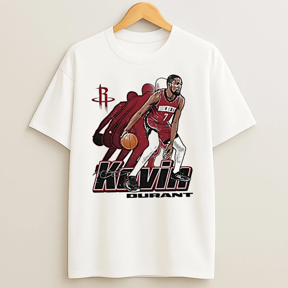 Kevin Durant Houston Rockets Signature 7 Retro Vibe Graphic Shirts