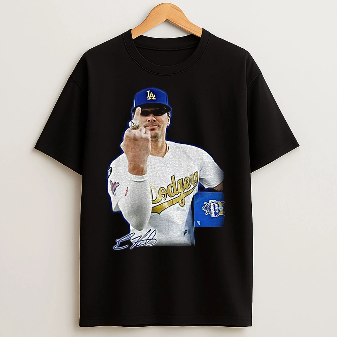 Kike Hernandez Middle Finger Los Angeles Dodgers Mlb Baseball Meme Signature T Shirts