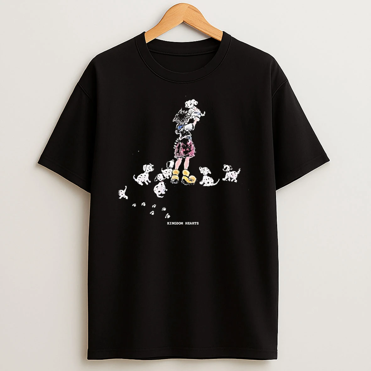 Kingdom Hearts Little Girl Hugs A Puppy While Many Spotted Dogs Gather Around Her Shirts