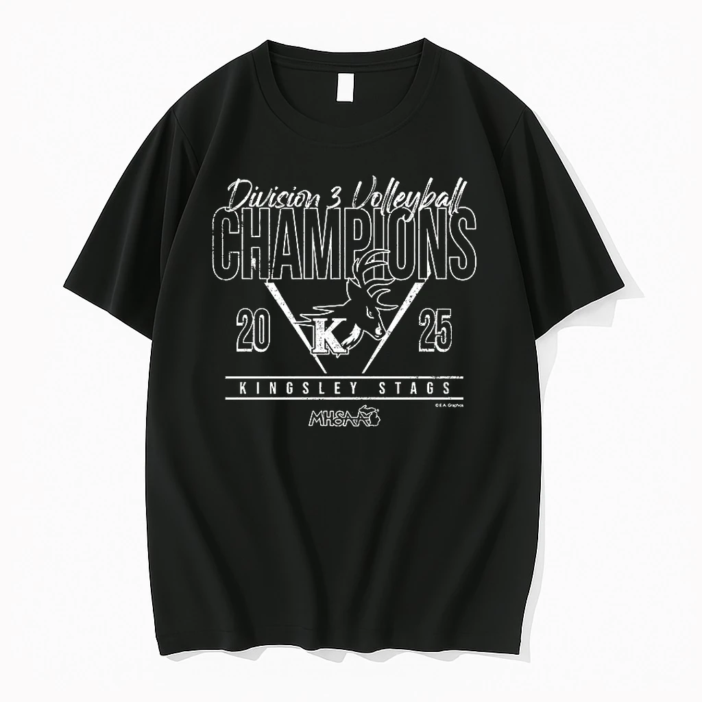 Kingsley Stags 2025 Mhsaa Volleyball Division 3 Champions Shirts