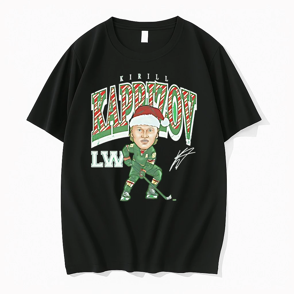 Kirill Kaprizov Minnesota Wild Santa Hat Signature Cartoon Shirts