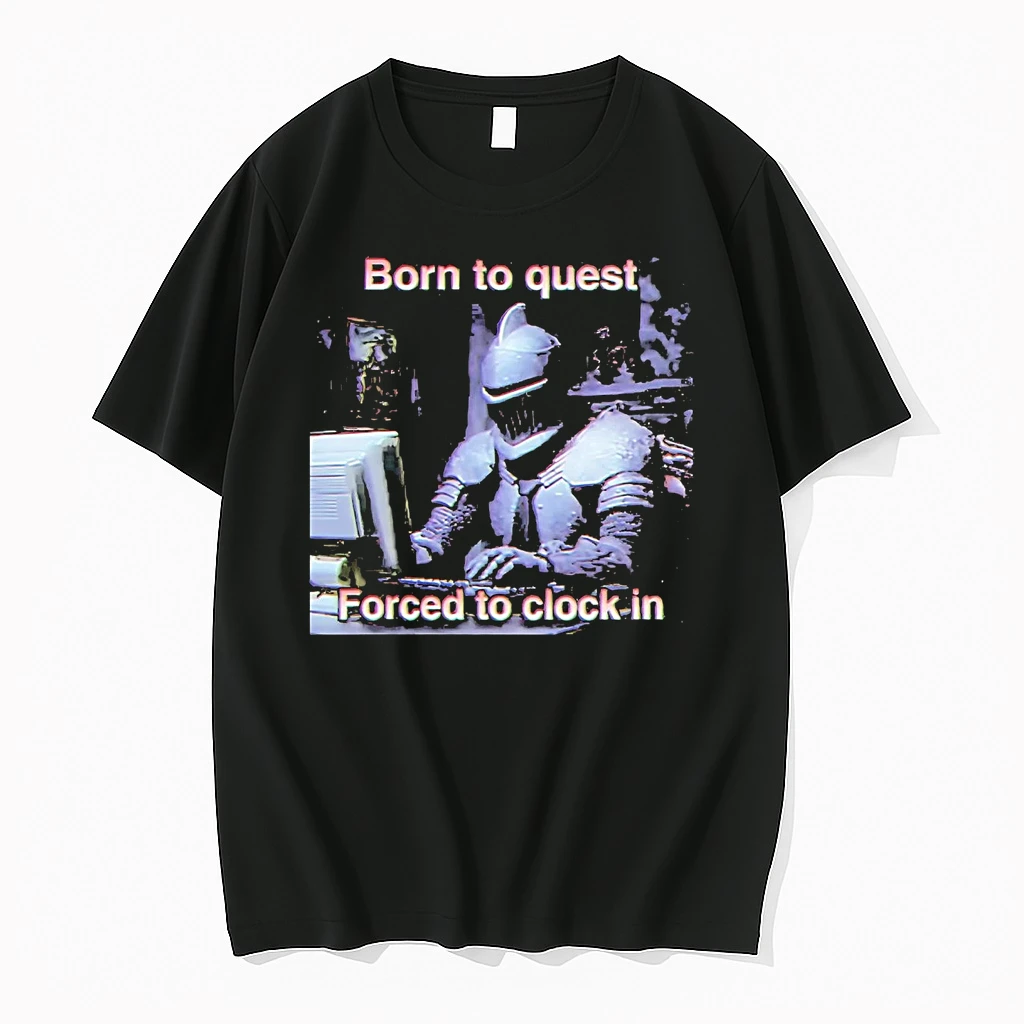 Knight Using Computer Born To Quest Forced To Clock In Shirts