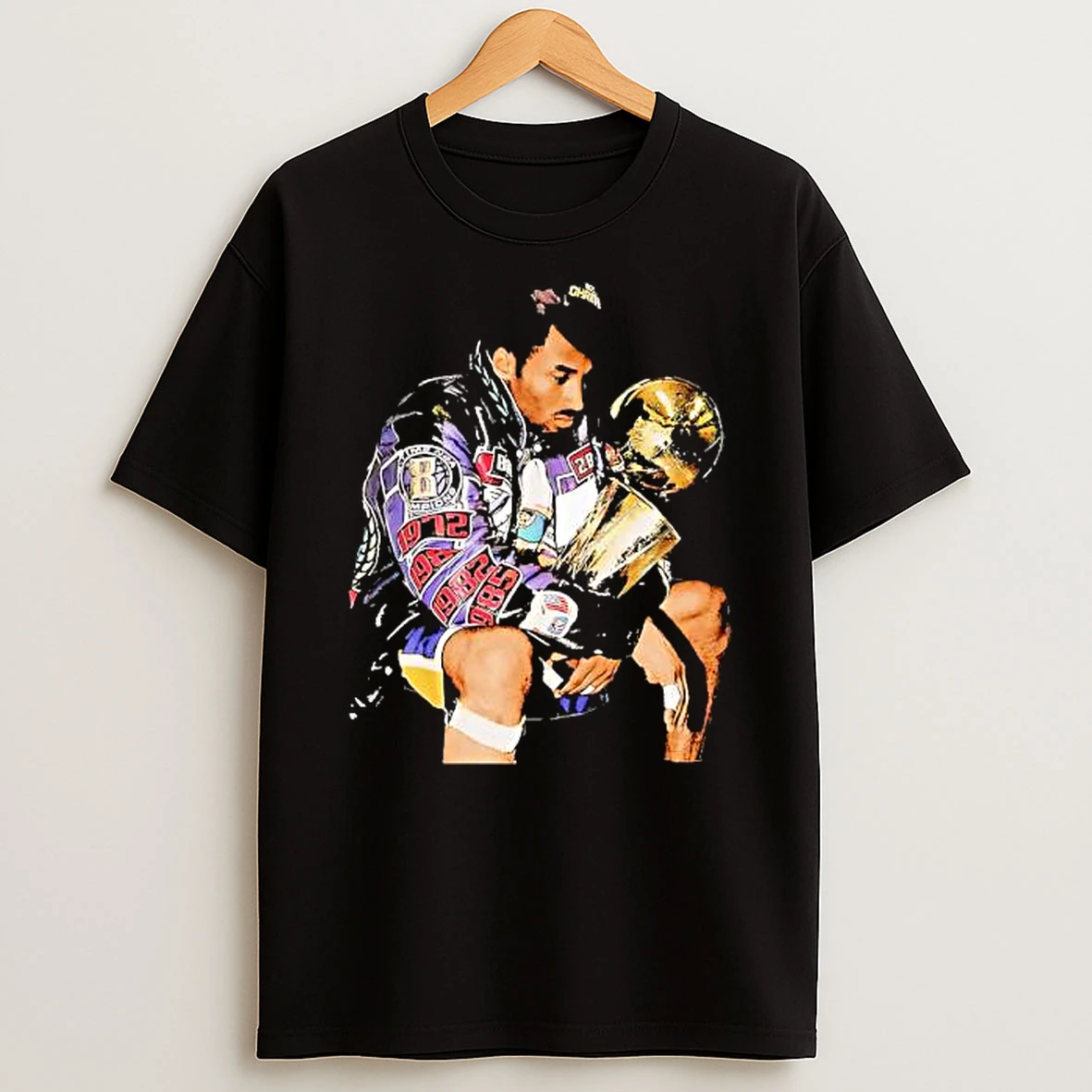 Kobe Bryant Sat Holding The Trophy Graphic Retro Shirts