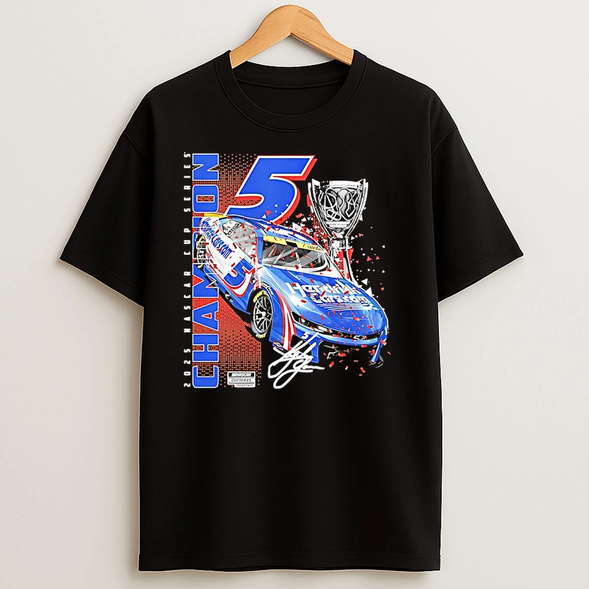 Kyle Larson 2025 Nascar Cup Series Champion Car Signature T Shirts