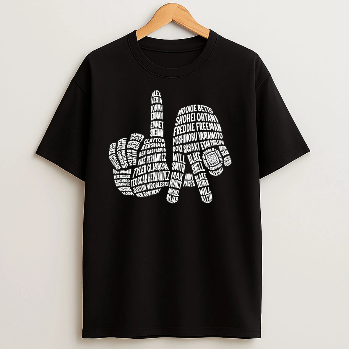 La 2025 Champs Los Angeles Dodgers Fingers Sign Hands Ring T Shirts