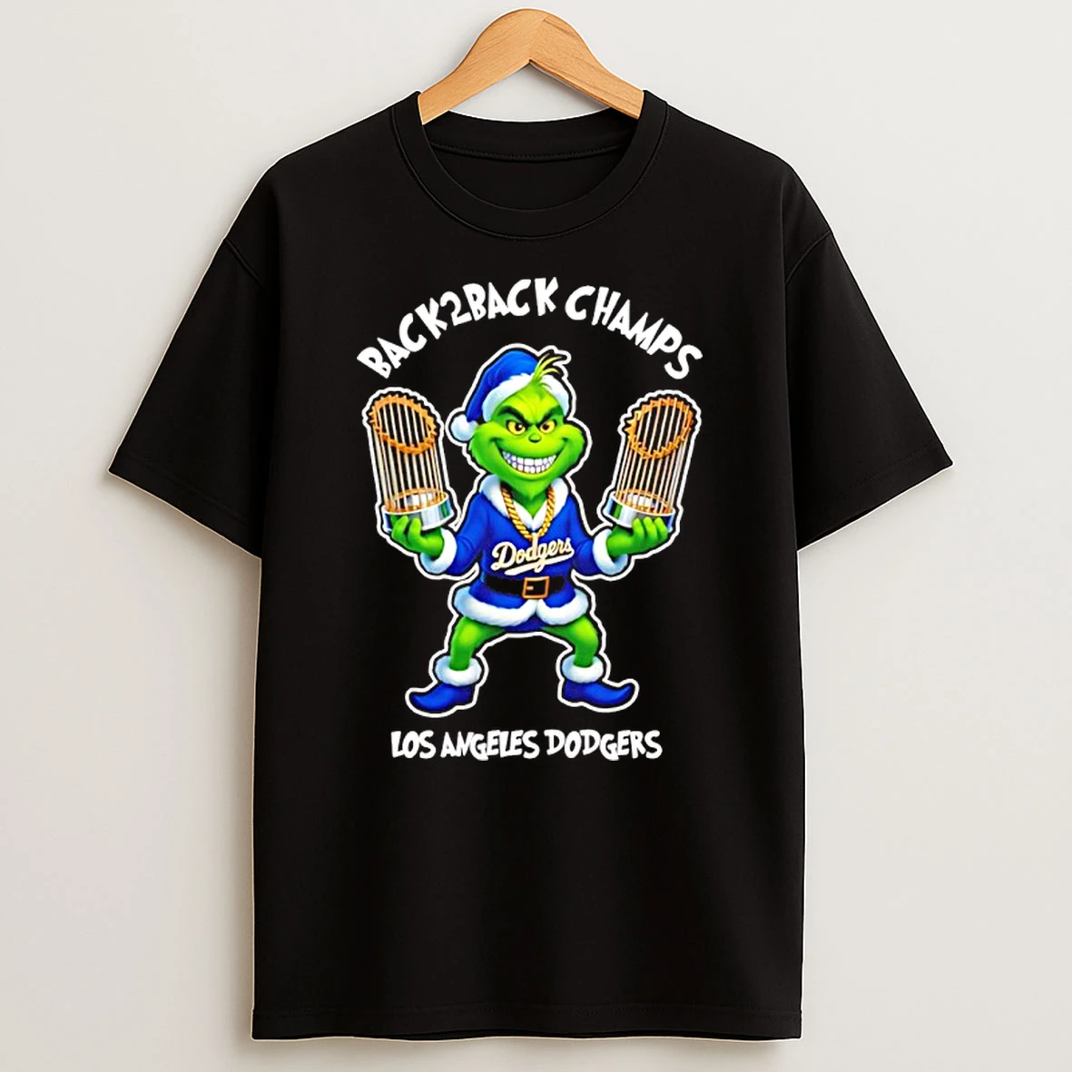 La Dodgers Grinch 2025 Ws Champs Back 2 Back Shirts
