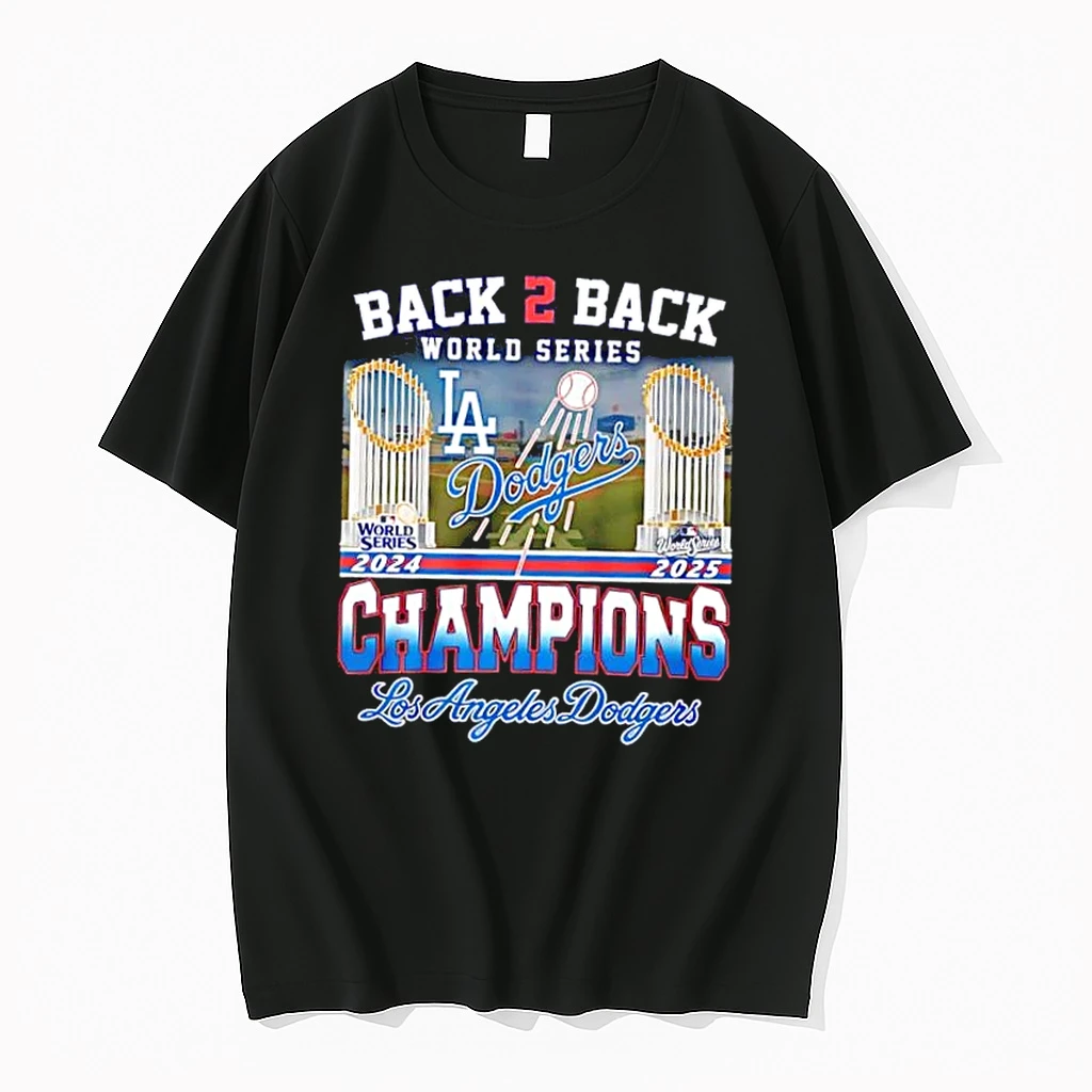 La Dodgers Back To Back 2024 2025 World Series Champions Trophy Shirts