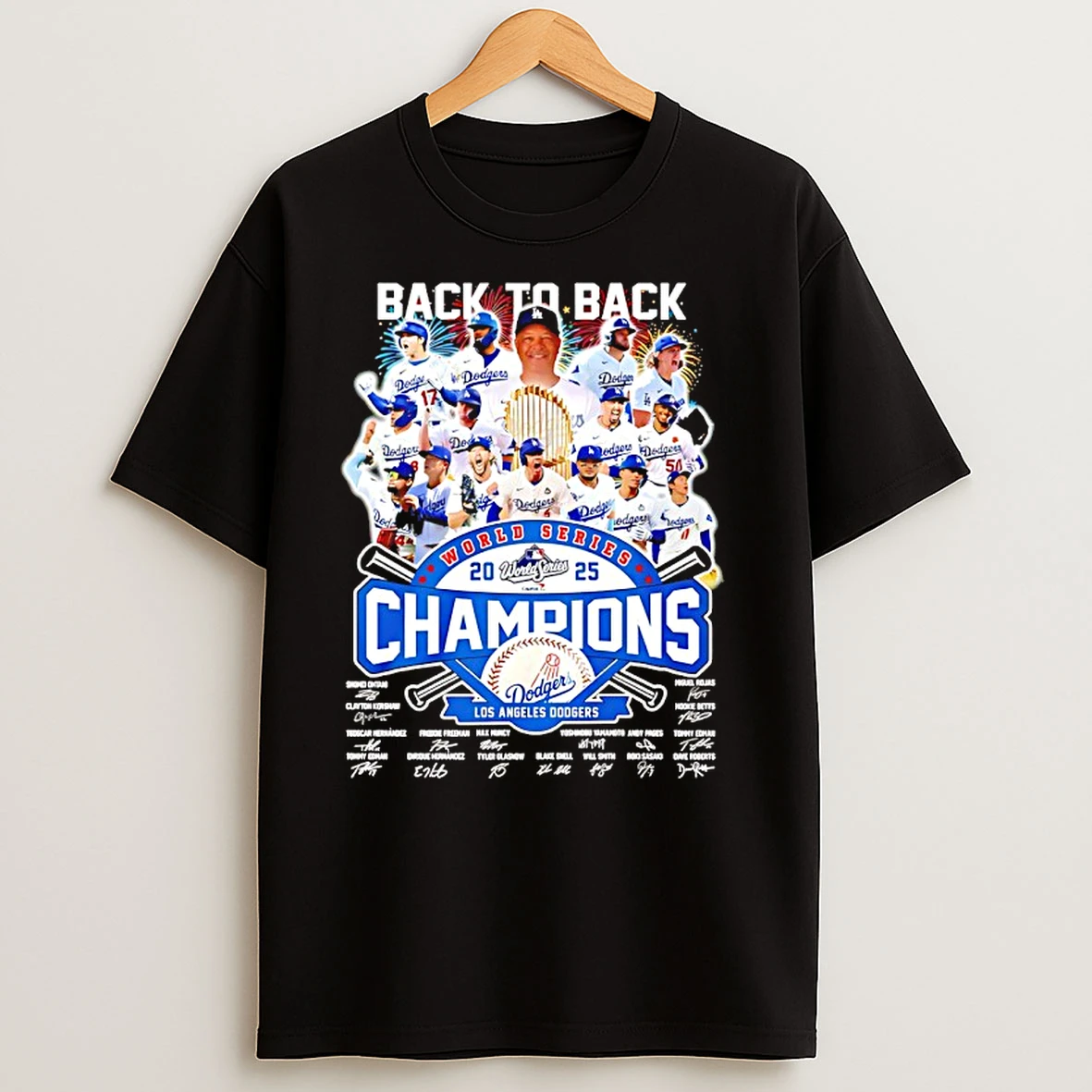 La Dodgers Back To Back World Series Champions 2025 All Team Signature T Shirts