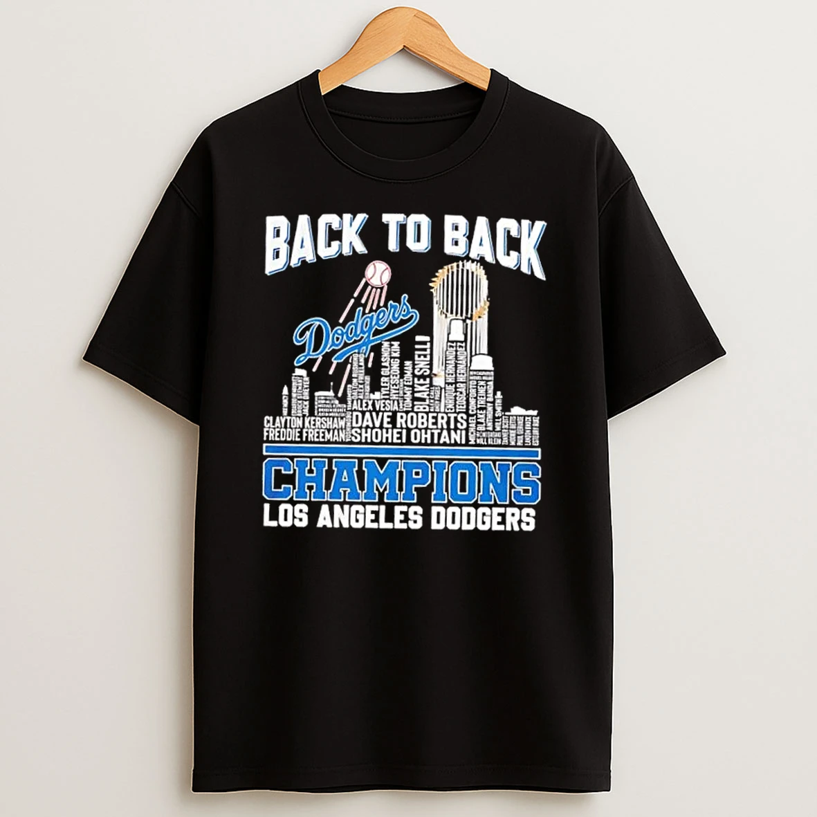 La Dodgers Back To Back World Series Champions 2025 Player Name City Skyline Shirts