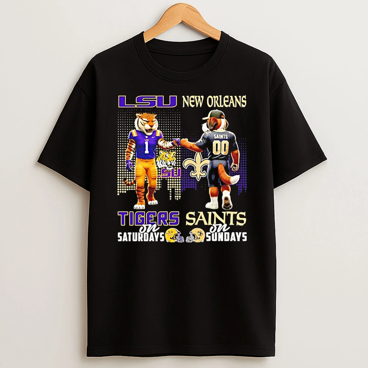 Lsu Tigers On Saturday And New Orleans Saints On Sundays Mascot Shirts