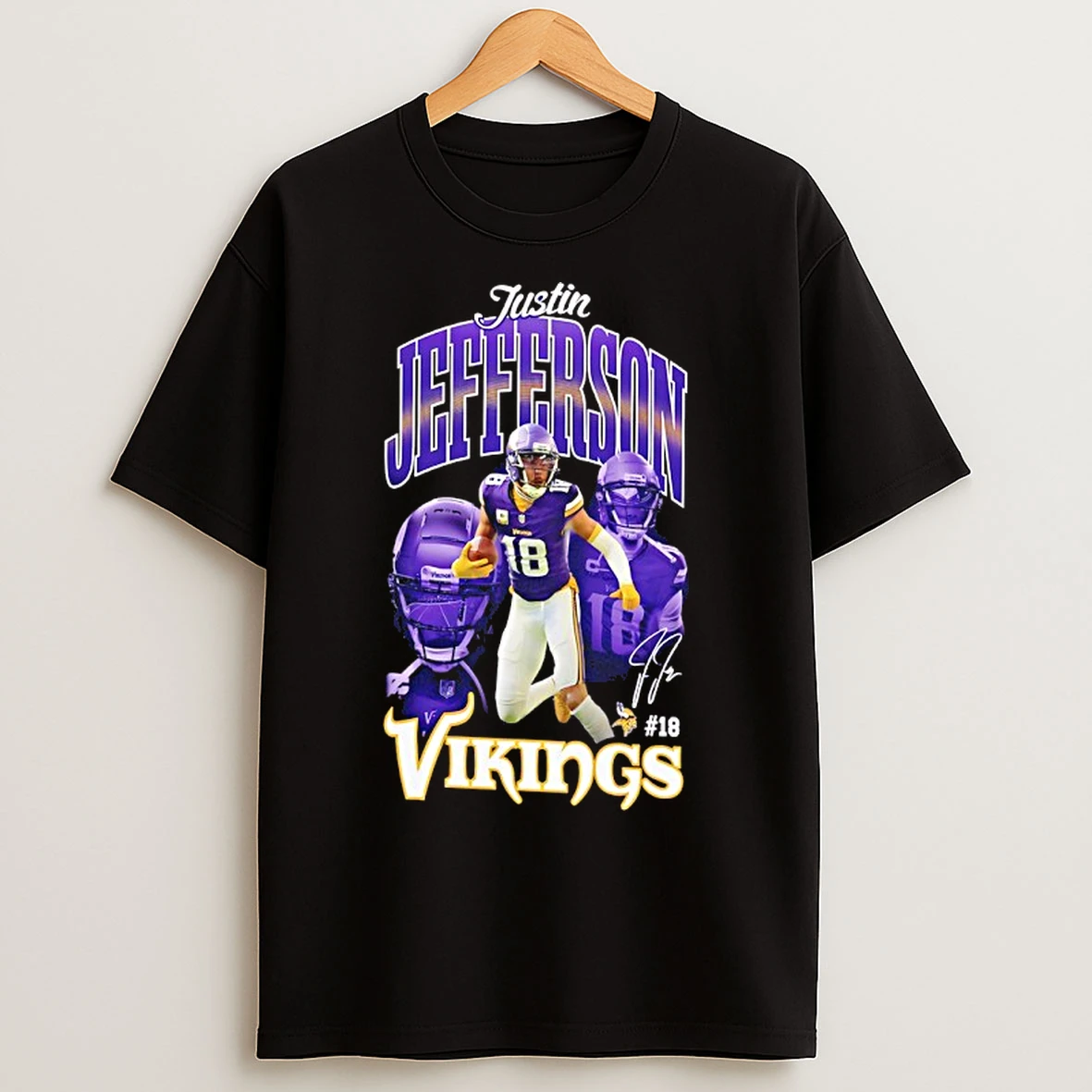 Lamar Jackson 8 Baltimore Ravens Purple Triple Pic Signature T Shirts