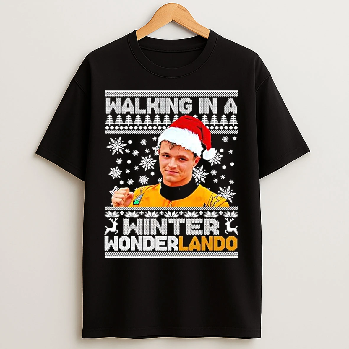 Lando Norris Christmas Walking In A Winter Wonderlando Graphic T Shirts