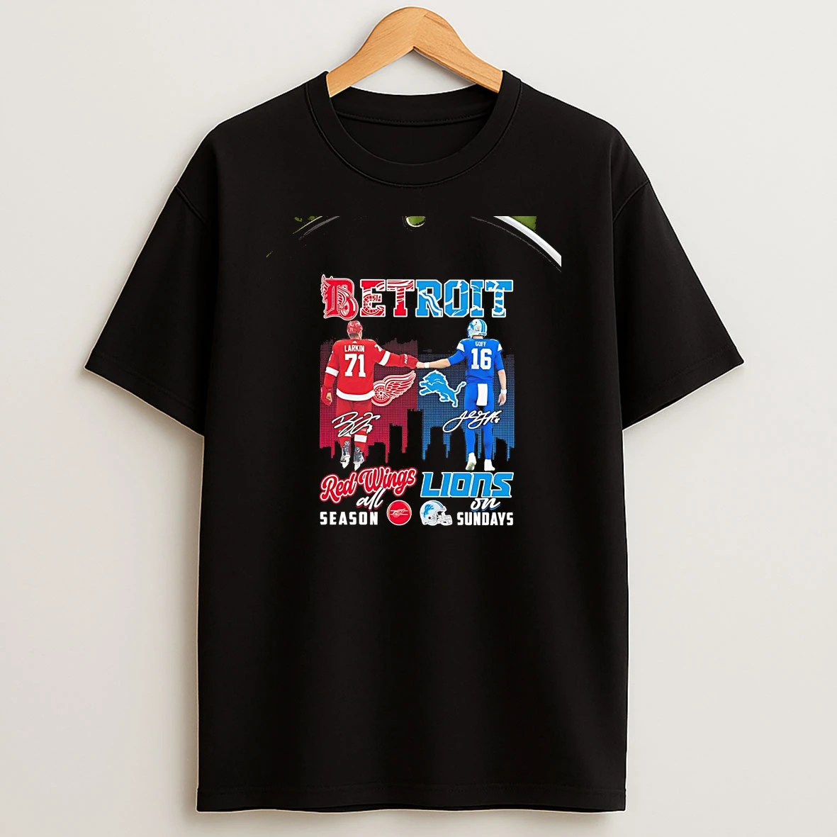 Larkin And Goff Detroit Red Wings All Season Detroit Lions On Sundays Chriast Shirts