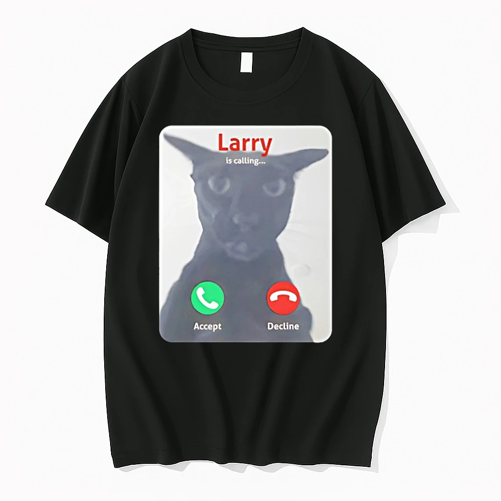 Larry Is Calling Accept Decline Black Cat Shirts