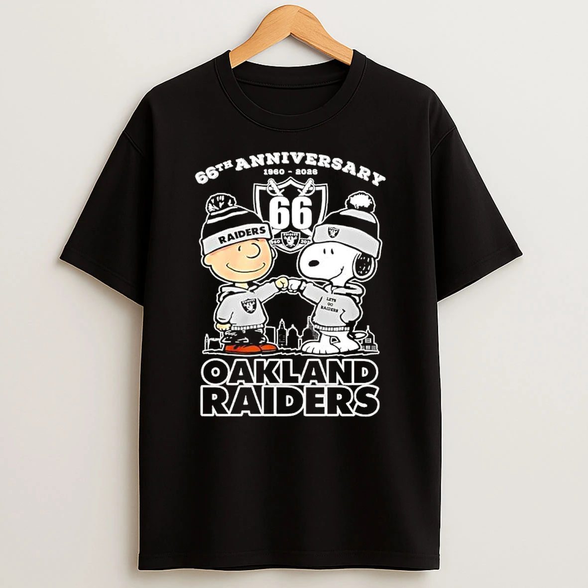 Las Vegas Raiders 66th Anniversary 1960 2026 Snoopy Peanuts Black Shirts