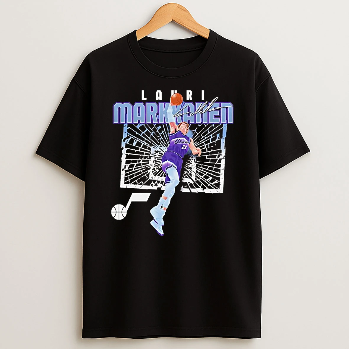Lauri Markkanen Dunk Backboard Shattering Utah Jazz Shirts