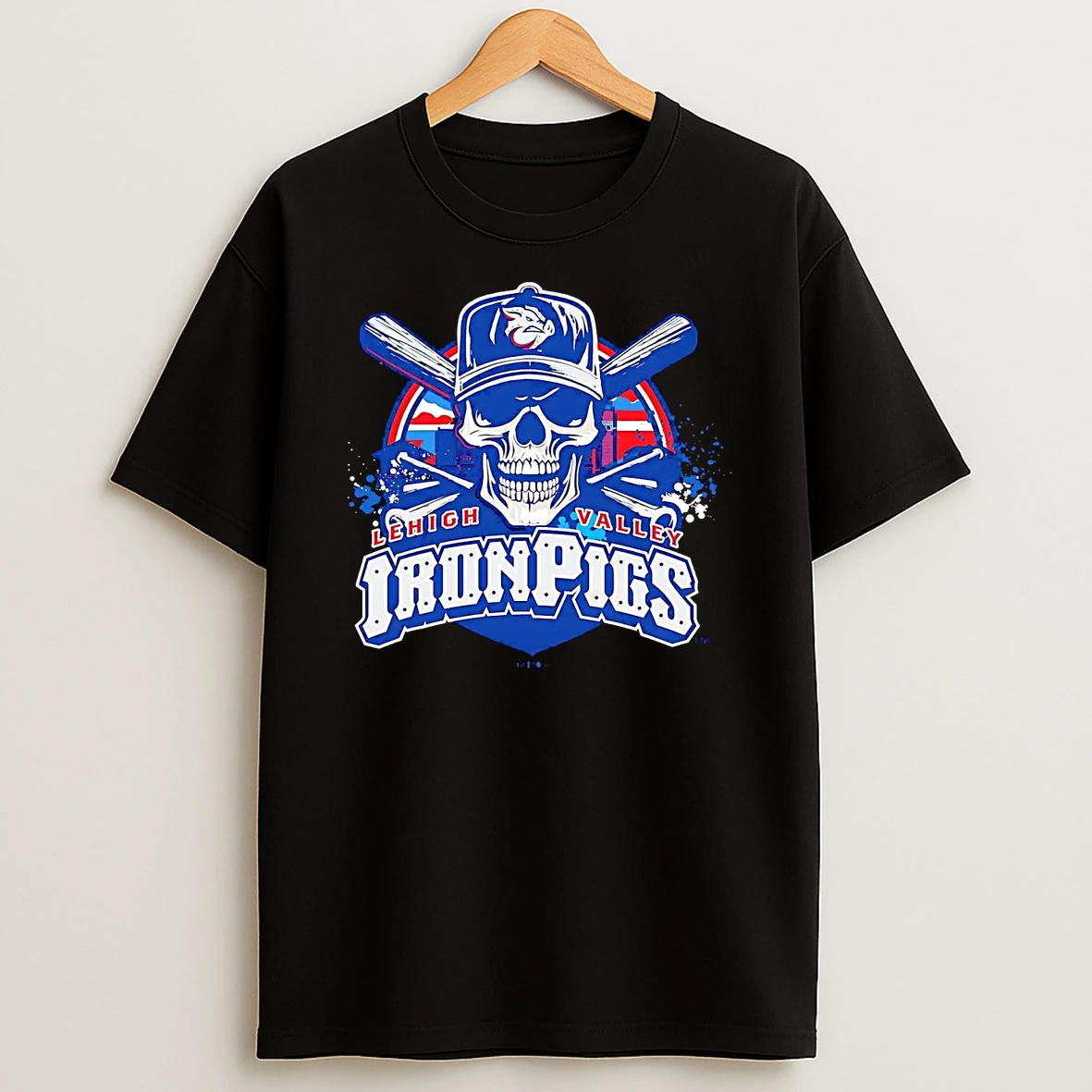 Lehigh Valley Ironpigs Skull And Bats Shirts