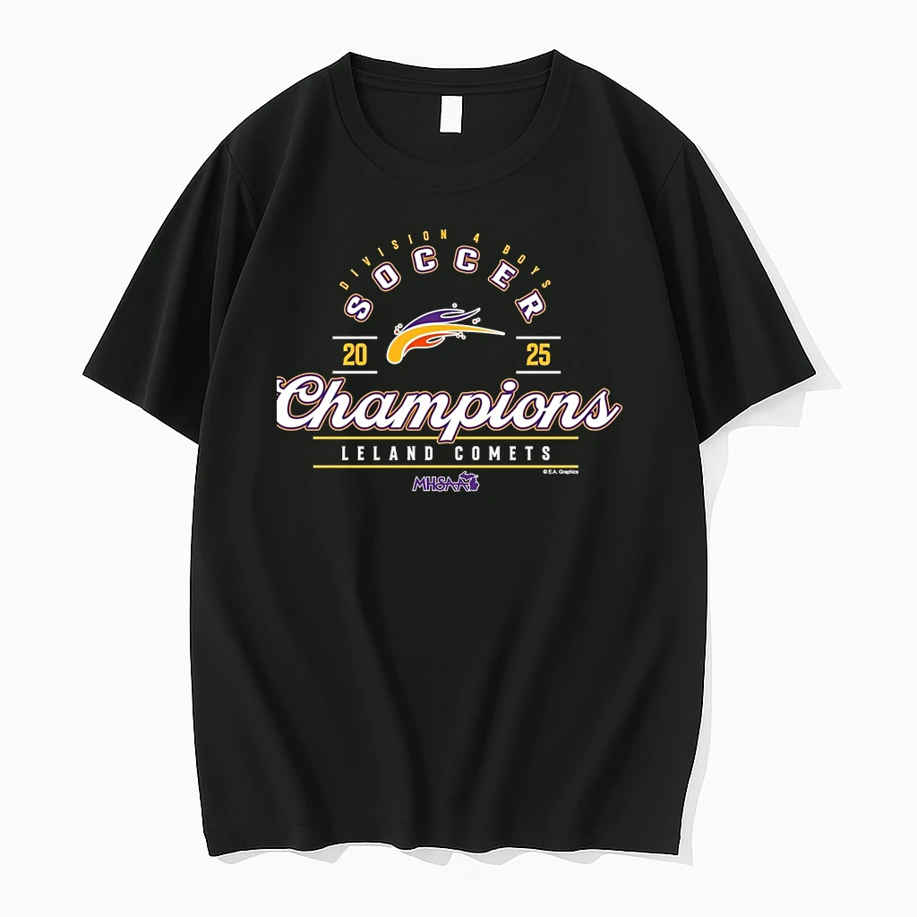 Leland Comets 2025 Boys Soccer D4 Champions Shirts