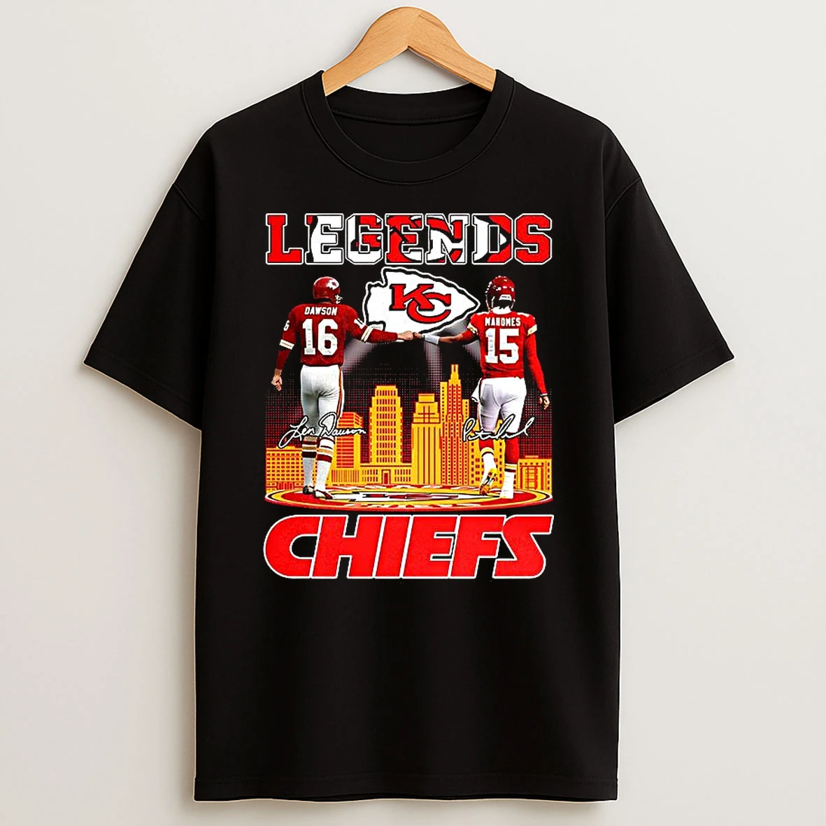 Len Dawson And Patrick Mahomes Kansas City Chiefs Football Legends Signature Shirts