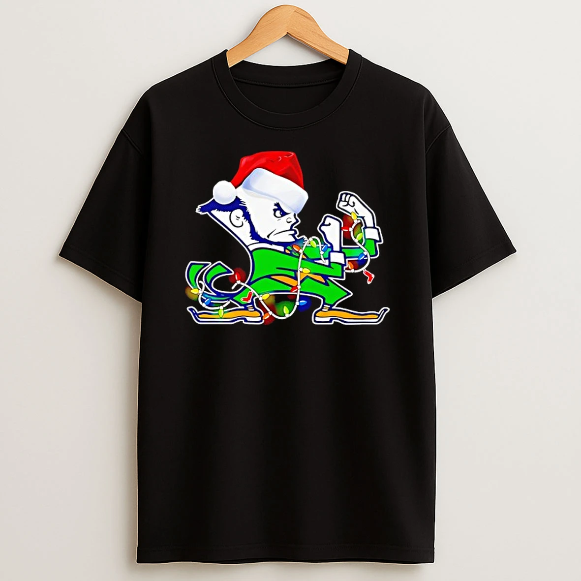 Leprechaun Notre Dame Fighting Irish Santa Hat Christmas Shirts