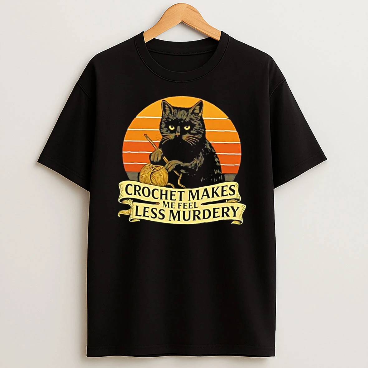 Less Murdery Crochet Cat Vintage Shirts