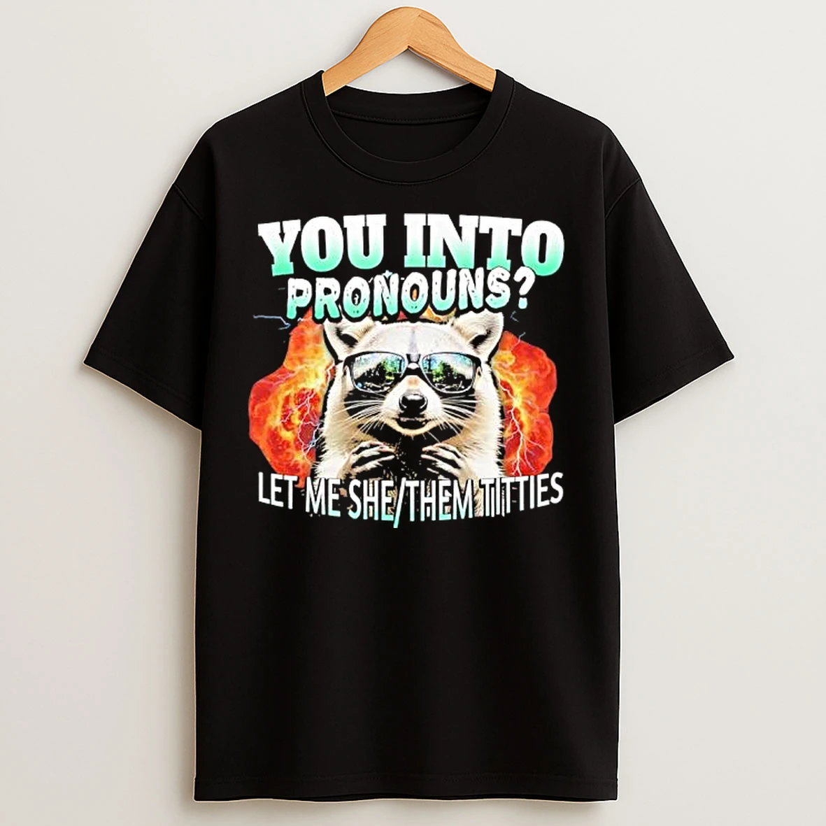 Let Me She Them Titties Raccoon Pronouns Intro Graphic T Shirts