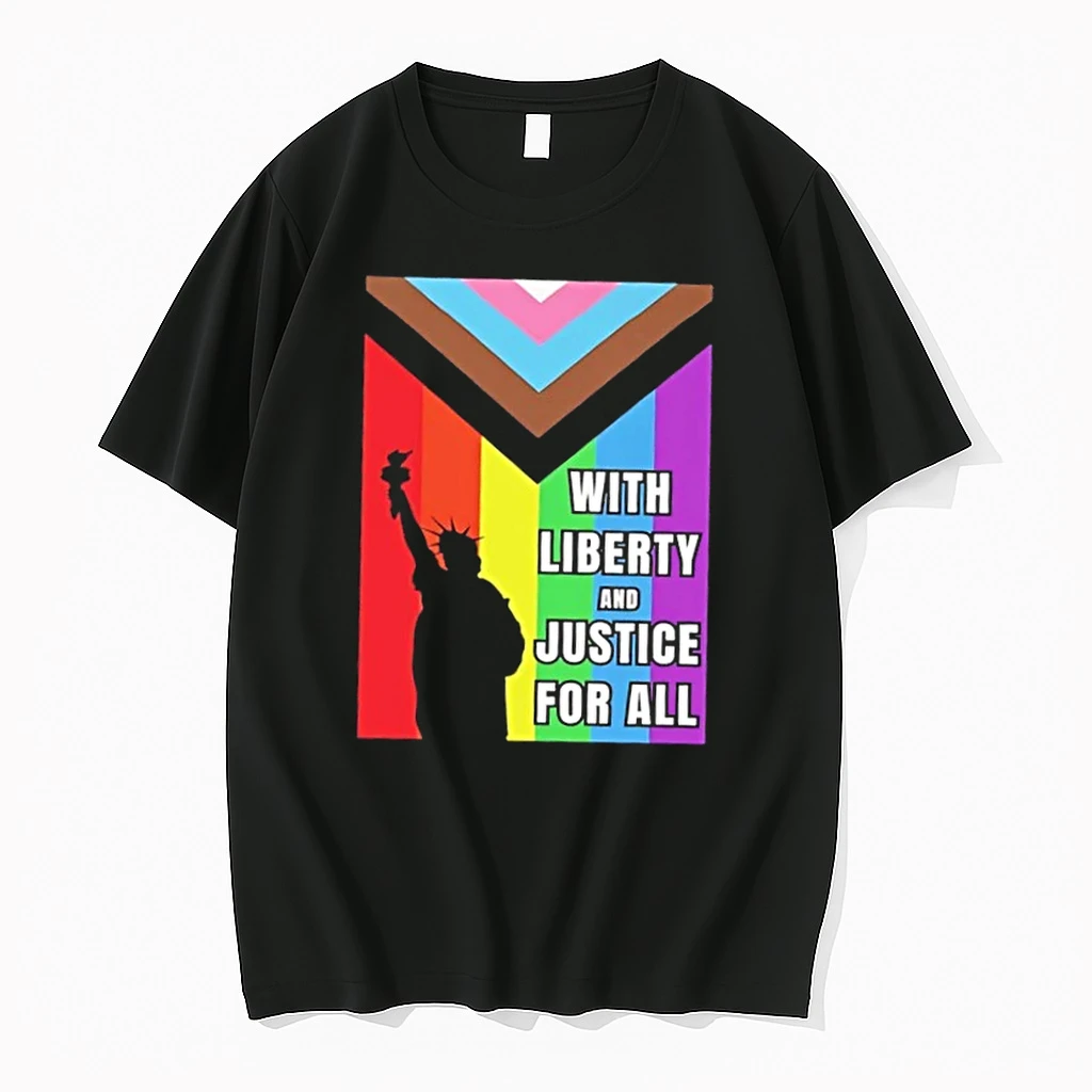 Liberty Of Statue With Liberty And Justice For All Shirts