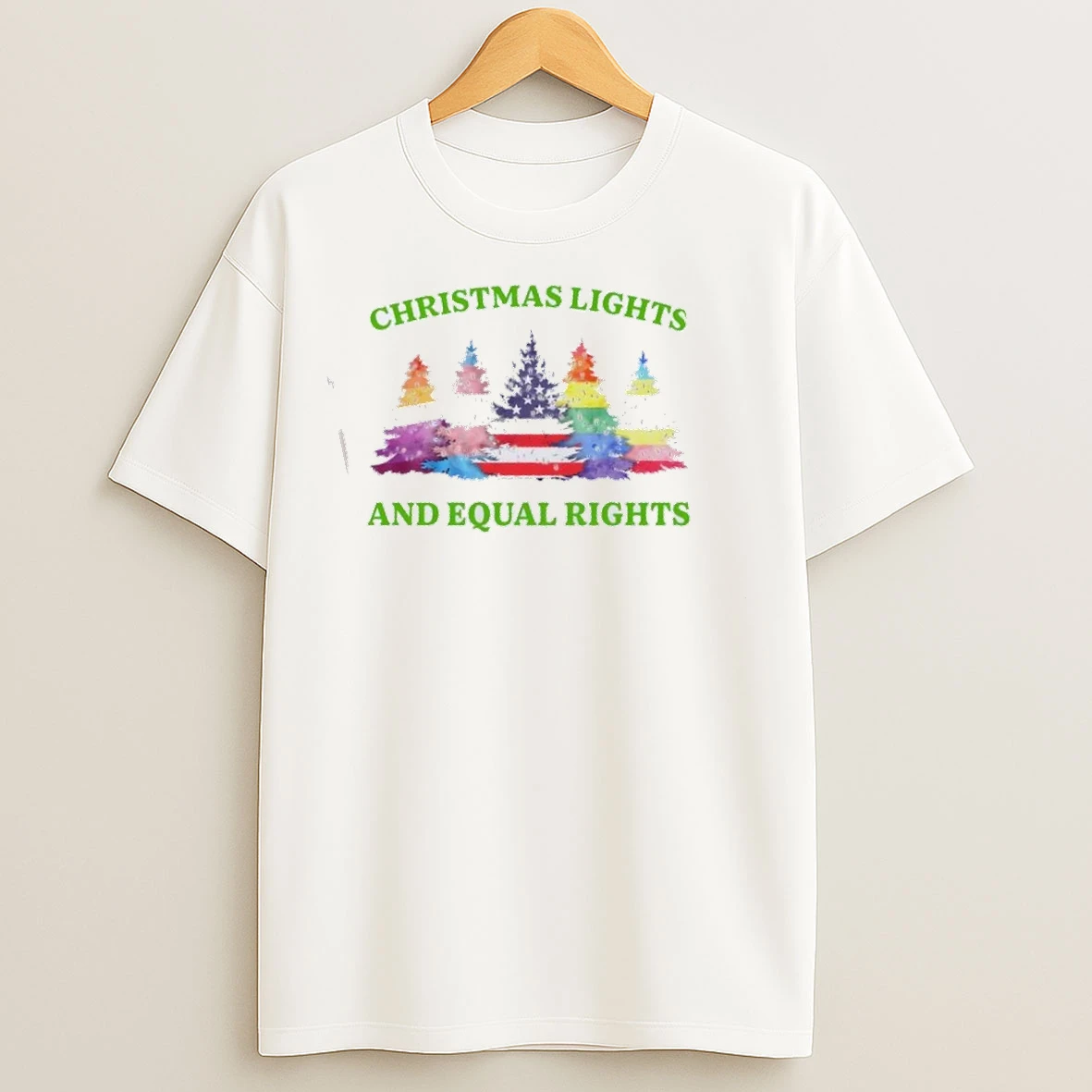 Lights And Equal Rights Christmas Trees Flags T Shirts